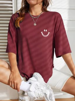 Happy Expression Printed Womens Cotton Short Sleeve Street Hip Hop Tee Clothing All-math Breathable Tops Crewneck Woman T-Shirts