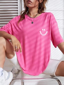 Happy Expression Printed Womens Cotton Short Sleeve Street Hip Hop Tee Clothing All-math Breathable Tops Crewneck Woman T-Shirts