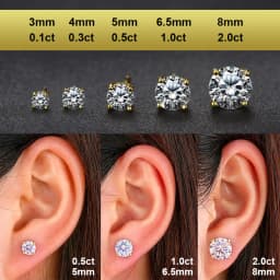 Real 0.1-2 CT D Color Moissanite Diamond Stud Earrings For Women 100% 925 Sterling Silver Earring Wedding Fine Jewelry 18K Gold
