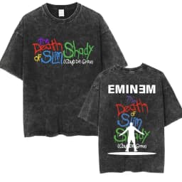 90s Rapper Eminem World Tour Music Graphic T Shirts Men's Cool Hip Hop Vintage Washed Oversized T-shirt Unisex Gothic Streetwear