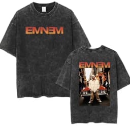 90s Rapper Eminem World Tour Music Graphic T Shirts Men's Cool Hip Hop Vintage Washed Oversized T-shirt Unisex Gothic Streetwear