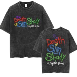 90s Rapper Eminem World Tour Music Graphic T Shirts Men's Cool Hip Hop Vintage Washed Oversized T-shirt Unisex Gothic Streetwear
