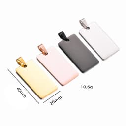 10pcs /Lot No Fade Stainless Steel Rectangle Army ID Blank Dog Tags Pendant Necklace Jewelry Findings 20X40mm Wholesale