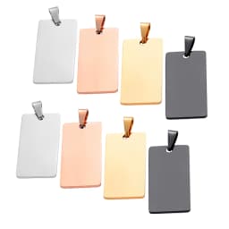 10pcs /Lot No Fade Stainless Steel Rectangle Army ID Blank Dog Tags Pendant Necklace Jewelry Findings 20X40mm Wholesale