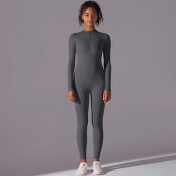 Women Zipper Yoga Jumpsuit Nude Long Sleeve High Intensity Workout One Piece Leotard Fitness Dance Gym Aerial Yoga Jumpsuit