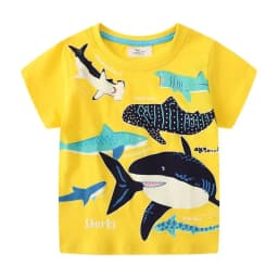 Kids Luminous Cartoon Shark Dinosaur T-shirt Cotton Baby Boys Tees 2-7 Years Summer New Short Sleeve Tops