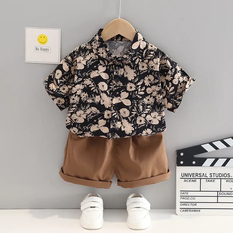 New Summer Baby Boys Clothes Sets Fashion Cotton Full Printing T-shirts+Tooling Shorts 2pcs Kids Outfits for Infant Tracksuit