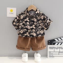 New Summer Baby Boys Clothes Sets Fashion Cotton Full Printing T-shirts+Tooling Shorts 2pcs Kids Outfits for Infant Tracksuit