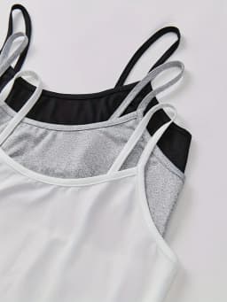 3 Pack Solid Color Cami Top Versatile Slim Backless Spaghetti Strap Top For Summer Women's Clothing