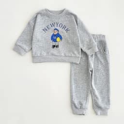 Newborn Spring Autumn 2PCS Baby 0-4Y Cotton Thick Long Sleeves+Pants Bear Boys Girls Printed Clothes Warmth Set Children