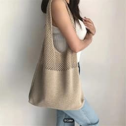 Aesthetic Hollow Out Crochet Bag, Large Capacity Shoulder Bag, Simple Knitted Tote Bag For Women