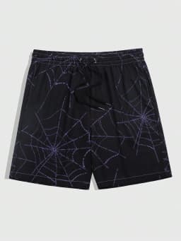 Goth Men Simple Spider Web Print Shorts Men's swim Trunks Elastic Waist 3D Print Gradient Breathable Short Streetwear Polyster