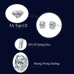 CWWZircons S925 Sterling Silver Brilliant Oval Shaped Cubic Zircon Stud Earring for Women Girl Party Wedding Jewelry Gift SE070