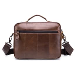 Men's Genuine Leather Shoulder Bag, Retro Top Layer Cowhide Casual Crossbody Bag, Men's Square Bag