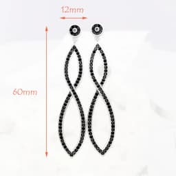 Drop Earrings Black Stones Infinity Twist Design Jewelry For Women Summer Love Romantic Gift In Sterling Silver 925