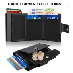 Rfid Microfiber Leather Men Wallets Fashion Credit Card Holder Trifold Wallet Money Bags Smart Slim Thin Pocket Wallet Black