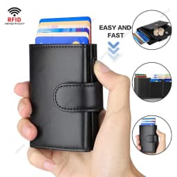 Rfid Microfiber Leather Men Wallets Fashion Credit Card Holder Trifold Wallet Money Bags Smart Slim Thin Pocket Wallet Black