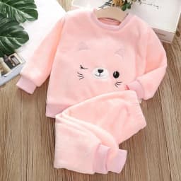 Boys Coral Fleece Pajama Sets Plus Velvet Thick Flannel Homewear Children Winter Warm Sleepwear Suit 2Pcs Girls Pantsuit