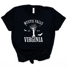 Mystic Falls Virginia T-shirt Vampire Diaries Shirt Retro TV Show TVD Inspired Tee Damon Salvatore Tshirt Salvatore Brothers Top