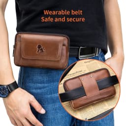 Genuine leather men's waist bag, cowhide multifunctional phone bag, can be worn with a belt hook