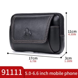 Genuine leather men's waist bag, cowhide multifunctional phone bag, can be worn with a belt hook
