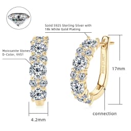 Real 925 Sterling Silver Moisanite Earrings D Color 2.76CTTW. Moisanite Lab Diamond Hoops Earrings Sparking Wedding Fine Jewelry