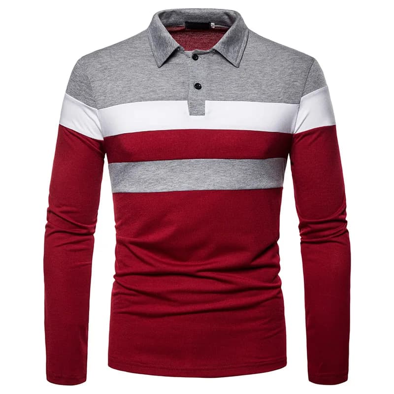 2026 Men's New Leisure Colored Long Sleeved Four Seasons Polo for Foreign Trade