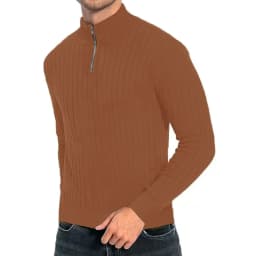 Men's semi-turtleneck zipper sweater Men's fall/winter loose sweater casual pullover long-sleeved sweater