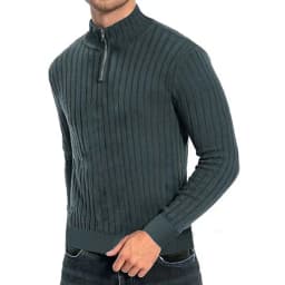 Men's semi-turtleneck zipper sweater Men's fall/winter loose sweater casual pullover long-sleeved sweater