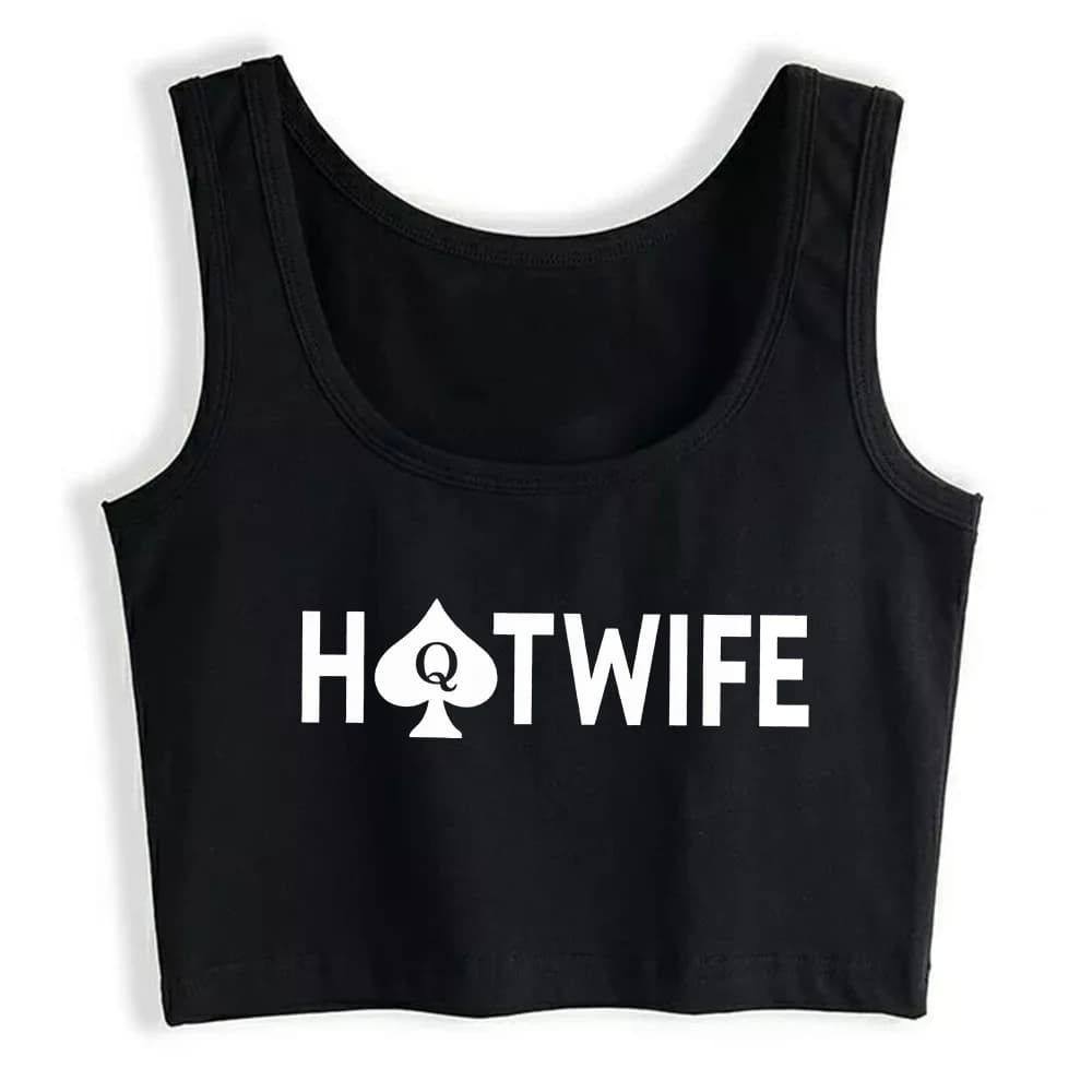 Queen Of Spades Design Hotwife Sexy Slim Fit Crop Top Women's Funny Flirting Style Tank Tops Summer Naughty Training Camisole