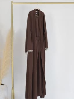 Latest diamond beading Kimono Muslim Robe abaya syari female full length Tassel Muslim abaya Worship Service abayas Sets wy1673