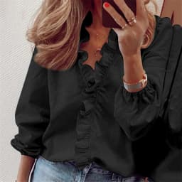 New European and American Long Sleeved Ruffled Shirt for Women in Spring and Summer