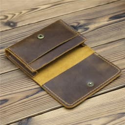 1pc Men's Genuine Leather Business Card Holder, Credit Card Case Small Card ID Holder