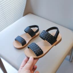 Girl's Summer Sandals Braided Light Solid Color All-match Kids Sliders Pu Leather Casual Daily Non-slip Soft Children shoe 21-35