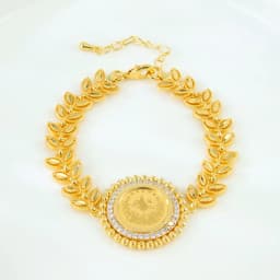 Arabic Design Gold Color Coins Bracelet 21k Gold Plated Turkish Charm Bangles Dubai Women Luxury Wedding Party Kurdish Jewelry