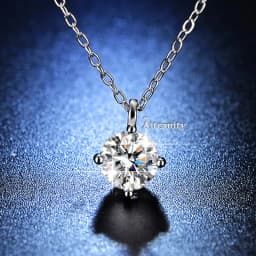 Silver 925 6 Prong Moissanite Pendant Necklace for Women Trendy Design D Color VVS Pass Diamond Testing Jewelry with Box GRA