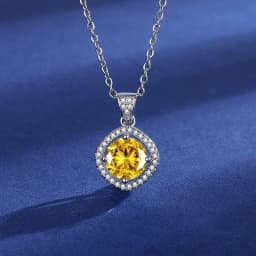 Silver 925 6 Prong Moissanite Pendant Necklace for Women Trendy Design D Color VVS Pass Diamond Testing Jewelry with Box GRA