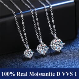 Silver 925 6 Prong Moissanite Pendant Necklace for Women Trendy Design D Color VVS Pass Diamond Testing Jewelry with Box GRA