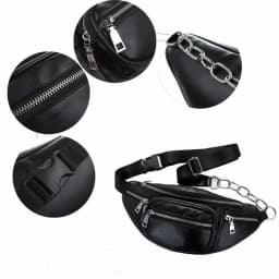 Women chest Pack Punk Bag Solid PU leather handbag Women's Belt Waist Bag Women Waist Pack cell phone Bags