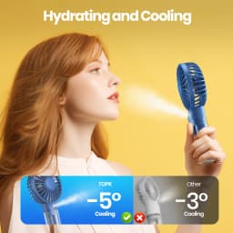 TOPK Mini Portable Fan with Water Mist,2000mAh Capacity& Humidifying Function for Summer Personal Electric Fan USB fans for Room