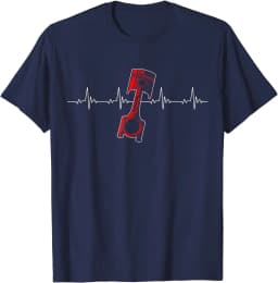 Mechanic Piston Heartbeat Car Mechanic Gift for Drag Racer T-Shirt Custom Tees Cotton Mens Top T-shirts Fashion Custom Designer