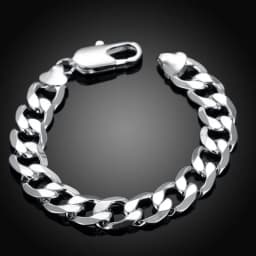 925 Sterling Silver classic 12MM Flat sideways chain Bracelets for women man Fashion Party Wedding Accessories Jewelry Gifts