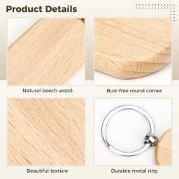100Pcs Blank Wooden Key Tag Key Chain Rectangle Wood