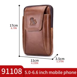 Top Layer Cowhide Men's Belt Bag for Casual Outdoor Mobile Phone Bag, Genuine Leather Waist Bag
