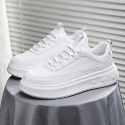 Fashion White Men Casual Sneakers Outdoor Platform Runing Shoes Breathable Men Sport Shoes Light Walking Shoes Heightening Shoes