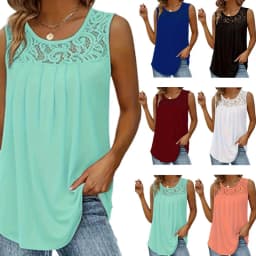 Solid color versatile sleeveless chest pleated casual vacation top