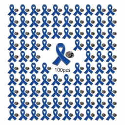 5/10/50/100pcs Colon Cancer Awareness Pins - Blue Ribbon Enamel Lapel Pin Bulk -- Prostate & Childhood Cancer Awareness Items