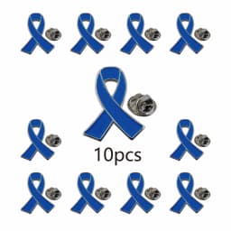 5/10/50/100pcs Colon Cancer Awareness Pins - Blue Ribbon Enamel Lapel Pin Bulk -- Prostate & Childhood Cancer Awareness Items