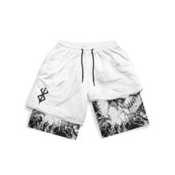 Men's Compression Shorts Anime Print Double Layer 2-in-1 Performance Shorts Breathable Quick-Drying Elastic Workout Shorts