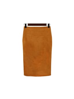 Women Skirts Suede Solid Color Pencil Skirt Female Autumn Winter High Waist Bodycon Vintage Suede Split Thick Stretchy Skirts